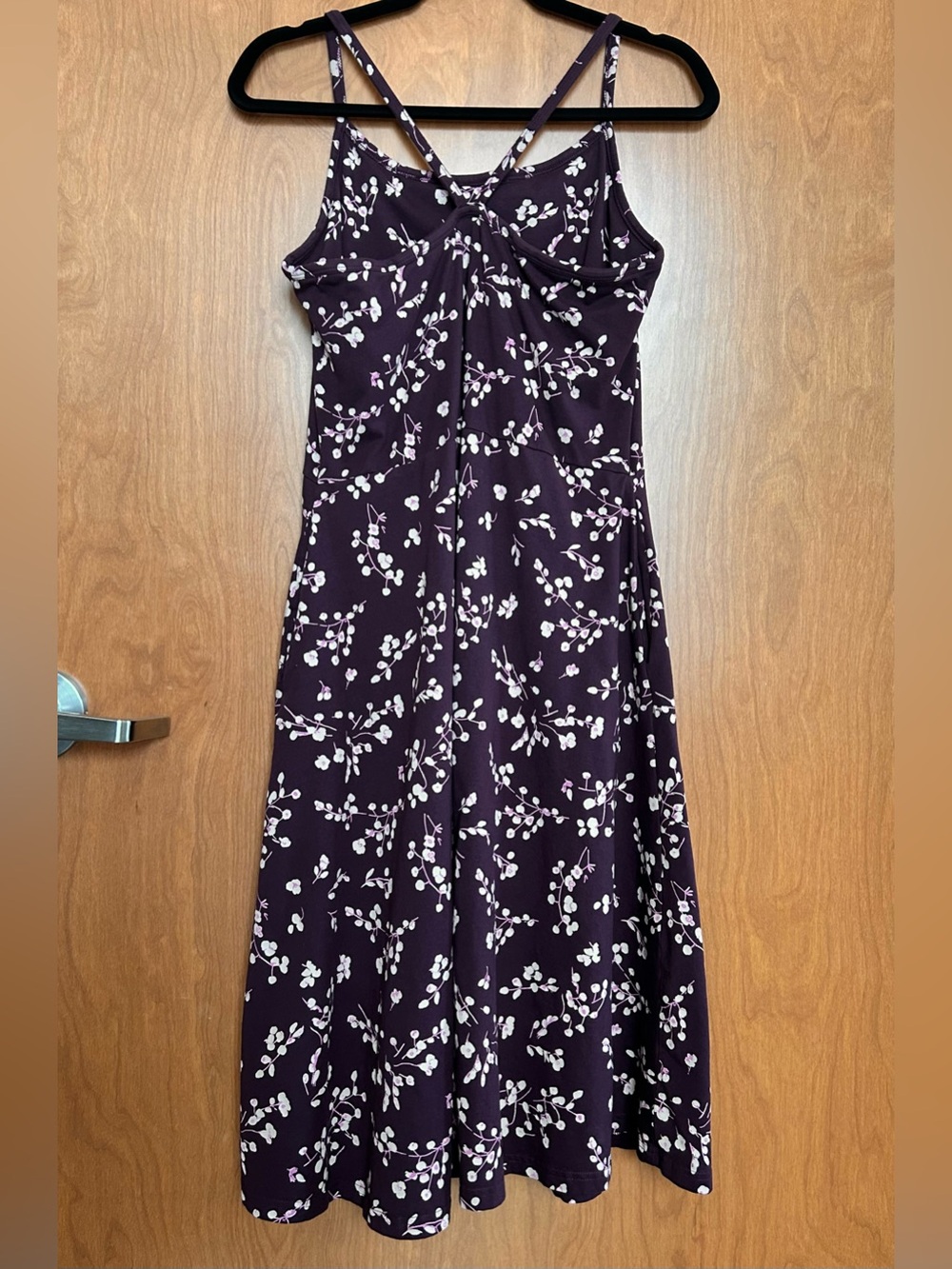 Pact Organic Cotton Fit & Flair Midi Dress Plum Floral - Size XL - Picture 3 of 5